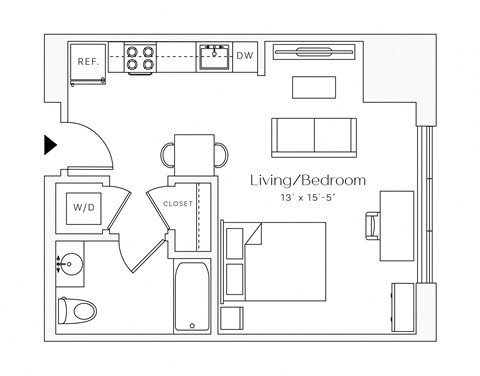 a floor plan of a studio apartment